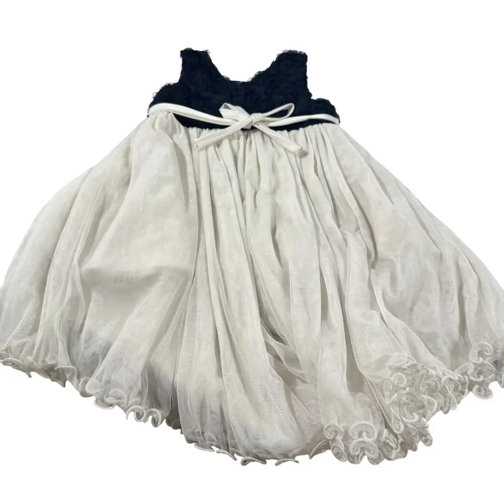 American Princess Toddler Girl 4T Formal Navy Dress - Picture 6 of 7